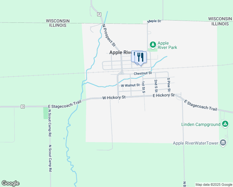 map of restaurants, bars, coffee shops, grocery stores, and more near 303 South 2nd North Street in Apple River