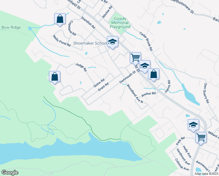 map of restaurants, bars, coffee shops, grocery stores, and more near 60 Grant Road in Lynn