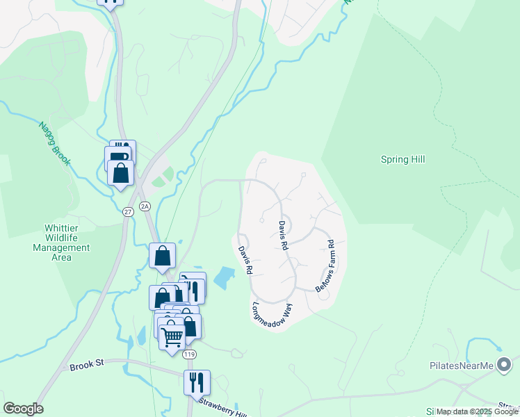 map of restaurants, bars, coffee shops, grocery stores, and more near 9 Blue Heron Way in Acton