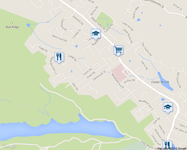 map of restaurants, bars, coffee shops, grocery stores, and more near 60 Grant Rd in Lynn