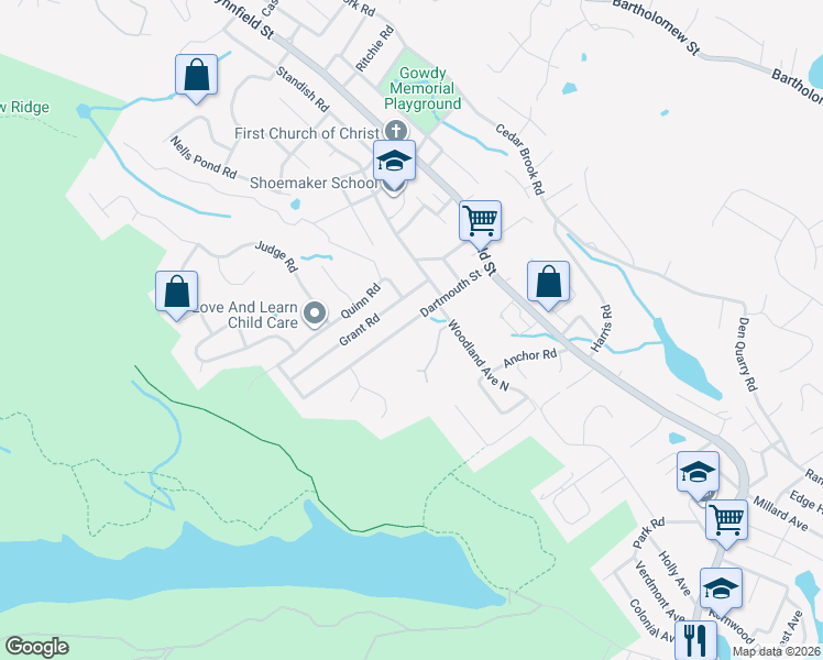 map of restaurants, bars, coffee shops, grocery stores, and more near 72 Dartmouth Street in Lynn