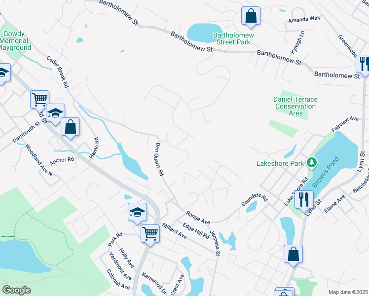 map of restaurants, bars, coffee shops, grocery stores, and more near 28 Cannon Rock Road in Lynn