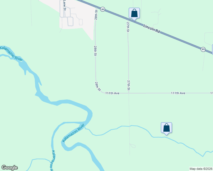 map of restaurants, bars, coffee shops, grocery stores, and more near 2785 111th Avenue in Allegan