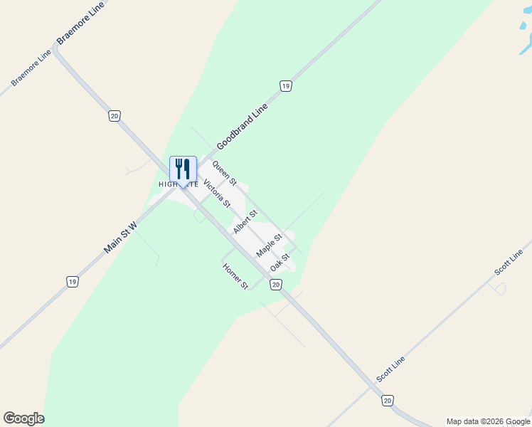 map of restaurants, bars, coffee shops, grocery stores, and more near 221 Queen Street in Chatham-Kent