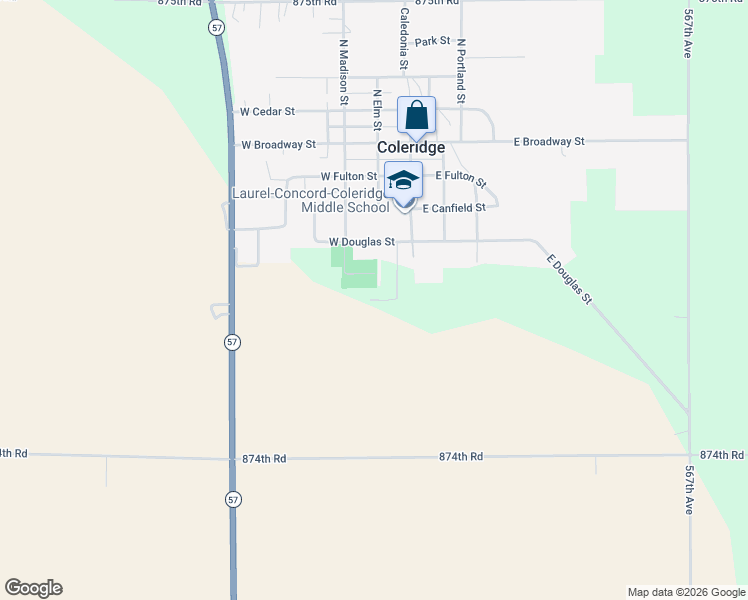 map of restaurants, bars, coffee shops, grocery stores, and more near 105 Ridge View Road in Coleridge