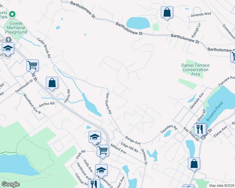 map of restaurants, bars, coffee shops, grocery stores, and more near 28 Cannon Rock Road in Lynn