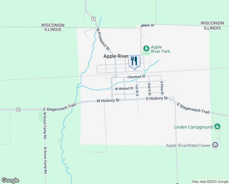map of restaurants, bars, coffee shops, grocery stores, and more near 303 South 2nd North Street in Apple River
