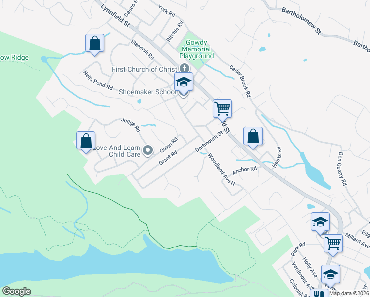 map of restaurants, bars, coffee shops, grocery stores, and more near 72 Dartmouth Street in Lynn