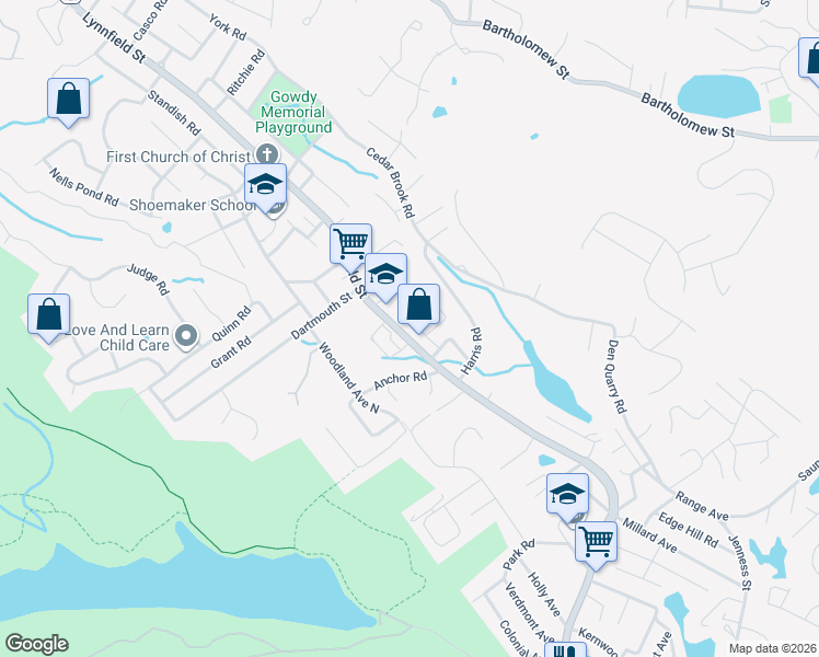 map of restaurants, bars, coffee shops, grocery stores, and more near 480 Lynnfield Street in Lynn