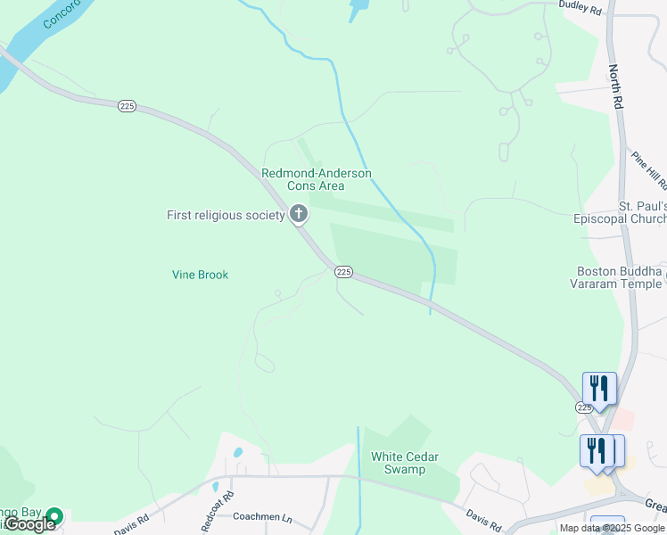 map of restaurants, bars, coffee shops, grocery stores, and more near 111 Carlisle Road in Bedford