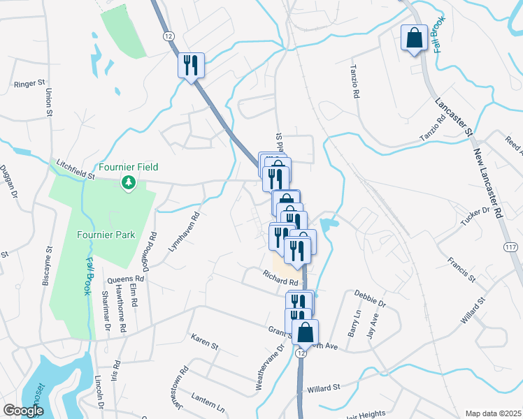 map of restaurants, bars, coffee shops, grocery stores, and more near 30 Terrace Drive in Leominster