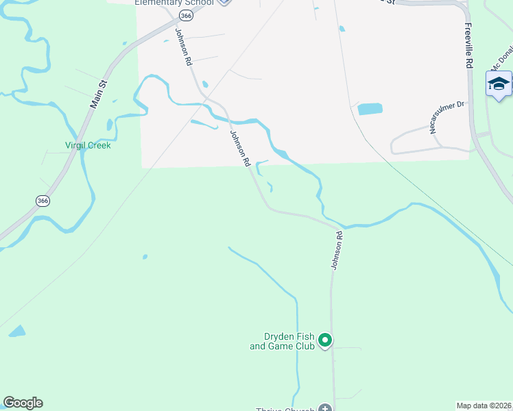 map of restaurants, bars, coffee shops, grocery stores, and more near 130 Johnson Rd in Freeville