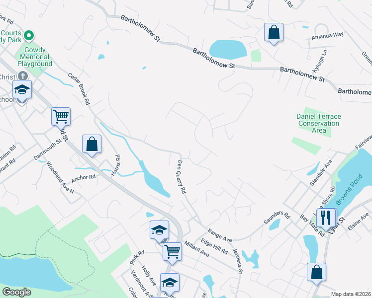 map of restaurants, bars, coffee shops, grocery stores, and more near 22 Betty Terrace in Lynn