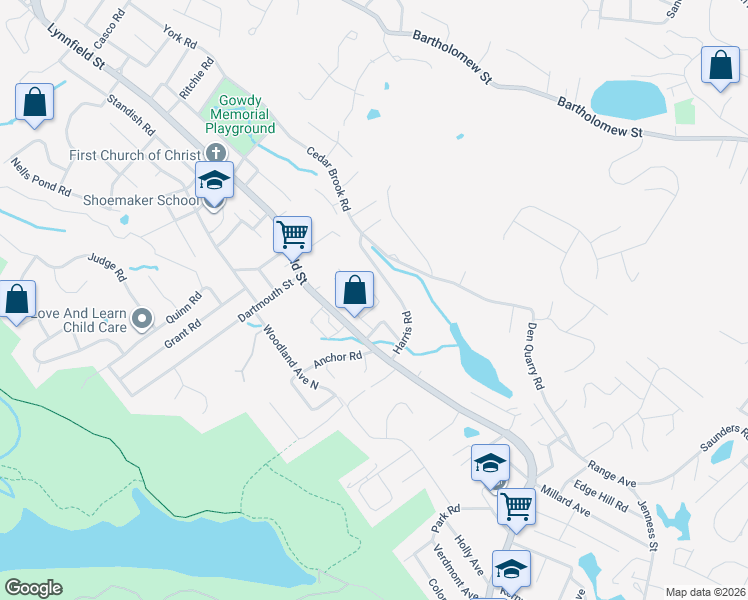 map of restaurants, bars, coffee shops, grocery stores, and more near 15 Kent Road in Lynn