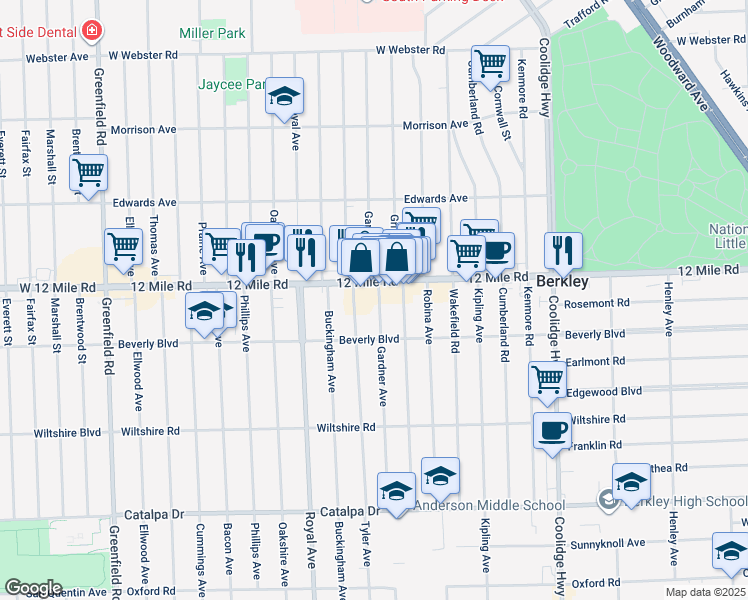 map of restaurants, bars, coffee shops, grocery stores, and more near 3339 Gardner Avenue in Berkley