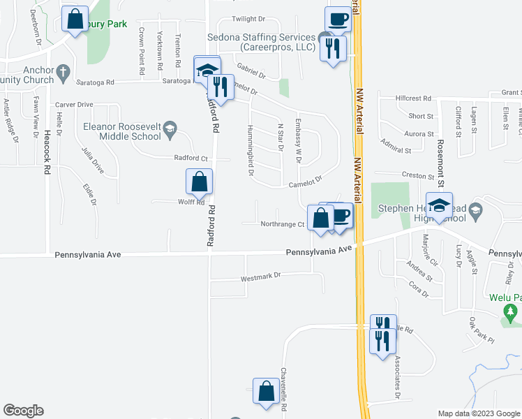 map of restaurants, bars, coffee shops, grocery stores, and more near 1856 North Court in Dubuque