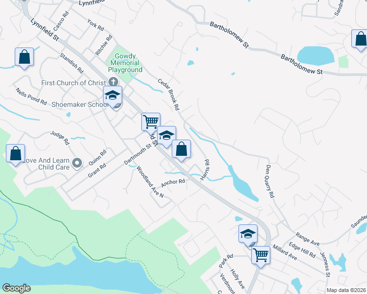 map of restaurants, bars, coffee shops, grocery stores, and more near 15 Kent Road in Lynn