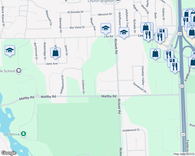 map of restaurants, bars, coffee shops, grocery stores, and more near 8830 Buchanan Road in Brighton