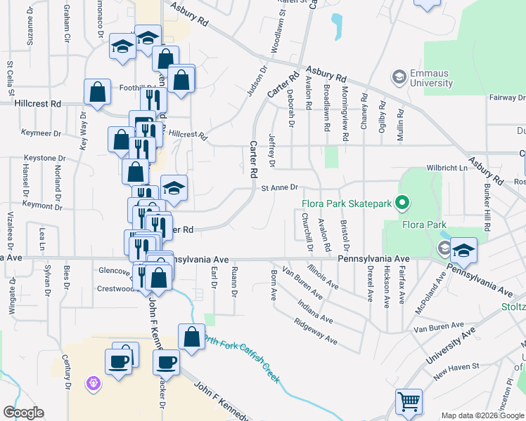 map of restaurants, bars, coffee shops, grocery stores, and more near 1845 Horizon Ct in Dubuque