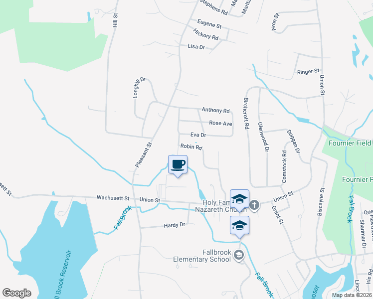 map of restaurants, bars, coffee shops, grocery stores, and more near 9 Robin Road in Leominster