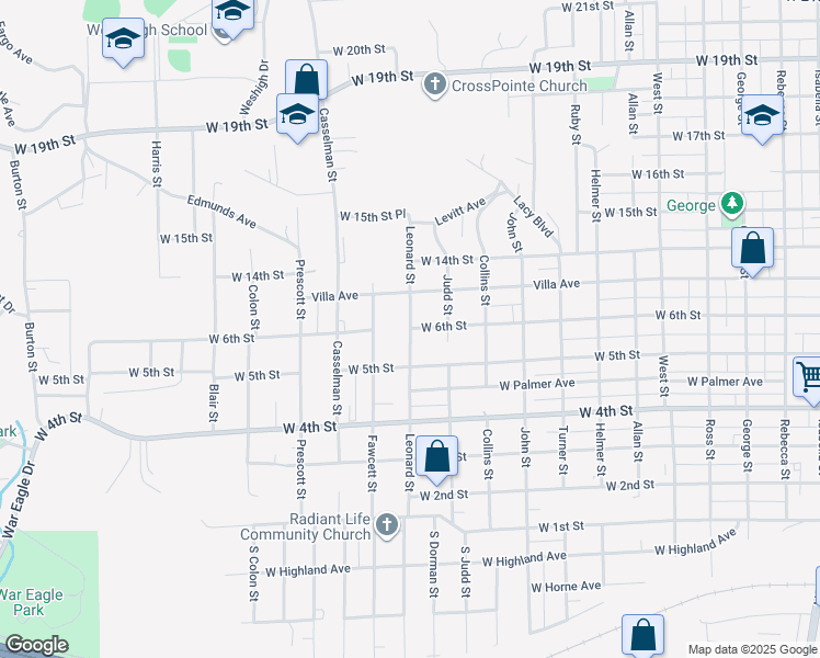 map of restaurants, bars, coffee shops, grocery stores, and more near 2400 West 6th Street in Sioux City