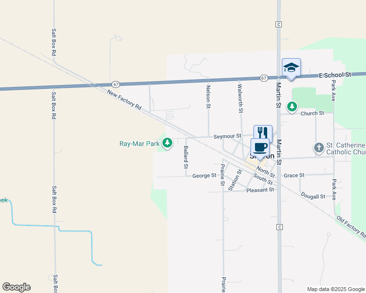 map of restaurants, bars, coffee shops, grocery stores, and more near 199 Ballard Street in Sharon