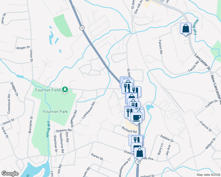 map of restaurants, bars, coffee shops, grocery stores, and more near 379 Litchfield Street in Leominster