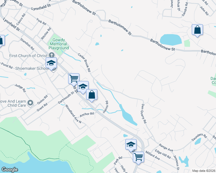 map of restaurants, bars, coffee shops, grocery stores, and more near 282 Den Quarry Road in Lynn