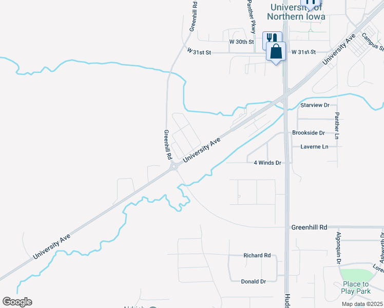 map of restaurants, bars, coffee shops, grocery stores, and more near in Cedar Falls