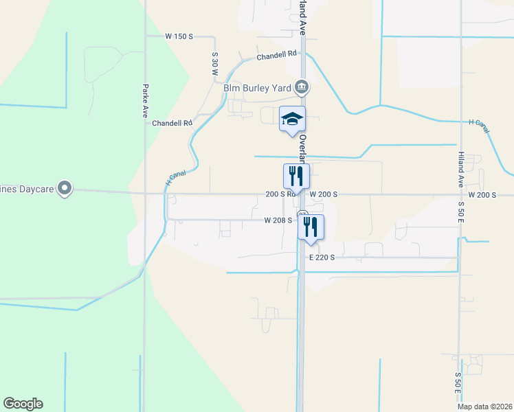 map of restaurants, bars, coffee shops, grocery stores, and more near 301 West 39th Street in Burley