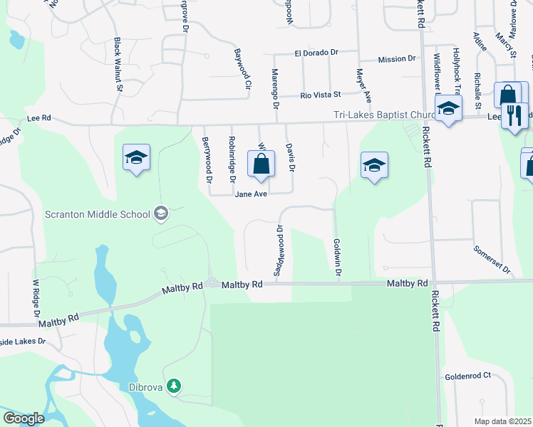 map of restaurants, bars, coffee shops, grocery stores, and more near 8660 Jane Avenue in Brighton