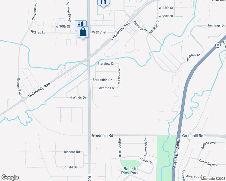 map of restaurants, bars, coffee shops, grocery stores, and more near 1305 Laverne Lane in Cedar Falls