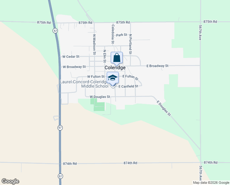 map of restaurants, bars, coffee shops, grocery stores, and more near in Coleridge