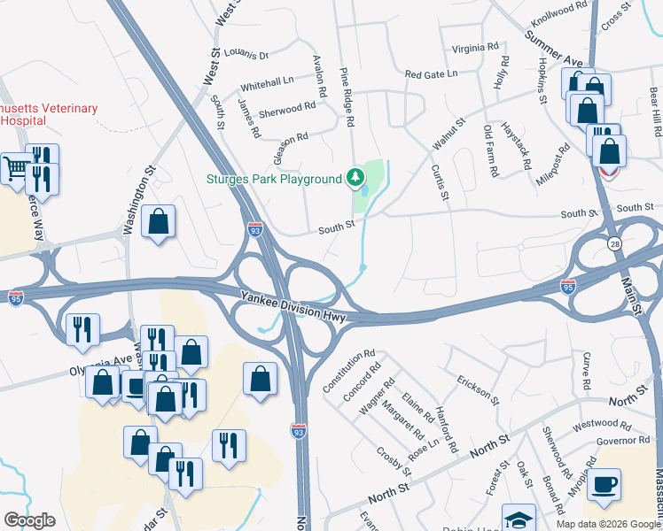 map of restaurants, bars, coffee shops, grocery stores, and more near 236 Walnut Street in Reading