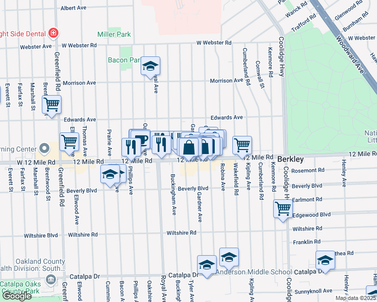 map of restaurants, bars, coffee shops, grocery stores, and more near 3508 Gardner Avenue in Berkley