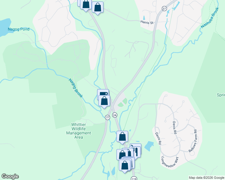 map of restaurants, bars, coffee shops, grocery stores, and more near 5 Wampus Avenue in Acton