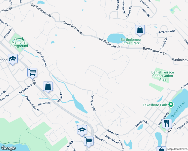 map of restaurants, bars, coffee shops, grocery stores, and more near 5 Manuel Drive in Peabody