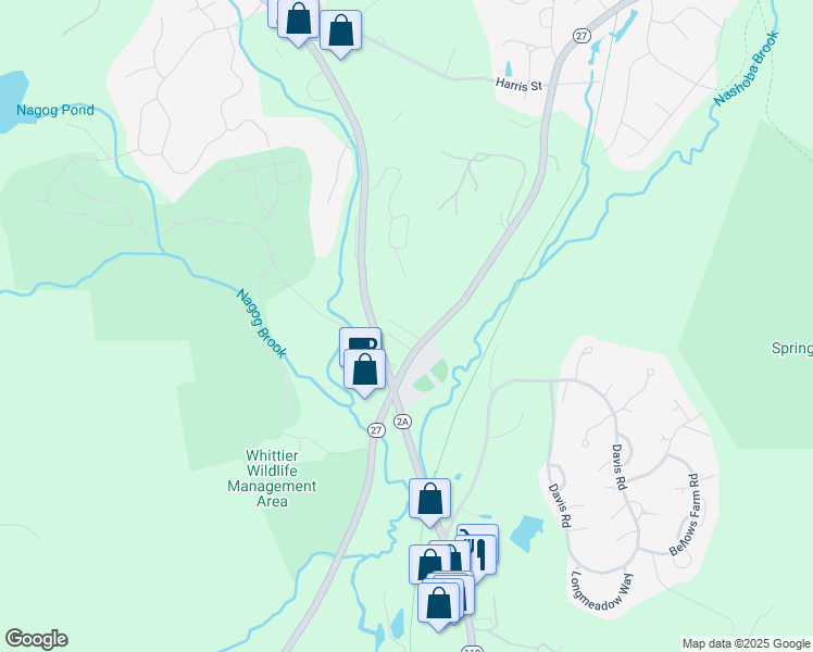 map of restaurants, bars, coffee shops, grocery stores, and more near 5 Wampus Avenue in Acton