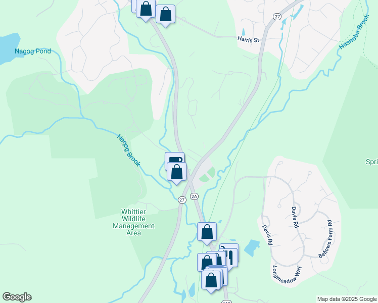 map of restaurants, bars, coffee shops, grocery stores, and more near 5 Wampus Avenue in Acton