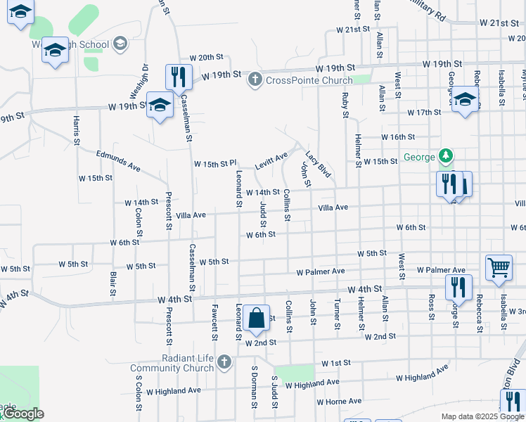 map of restaurants, bars, coffee shops, grocery stores, and more near 2299 Villa Ave in Sioux City