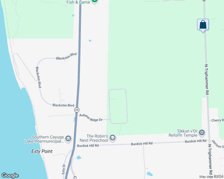 map of restaurants, bars, coffee shops, grocery stores, and more near 57 Autumn Ridge Cir in Ithaca