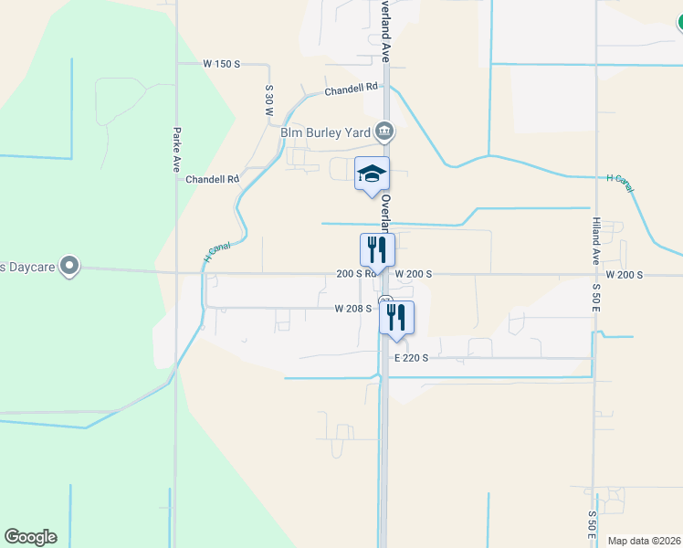 map of restaurants, bars, coffee shops, grocery stores, and more near 301 West 39th Street in Burley