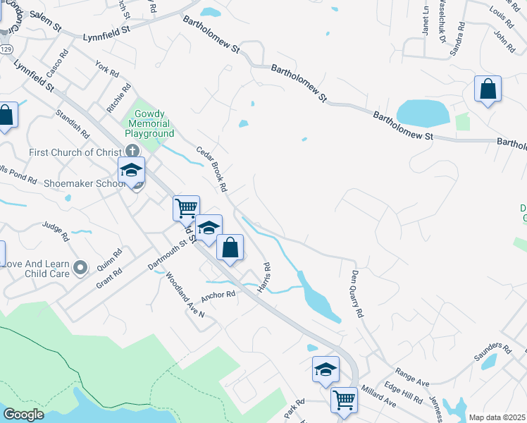 map of restaurants, bars, coffee shops, grocery stores, and more near 282 Den Quarry Road in Lynn