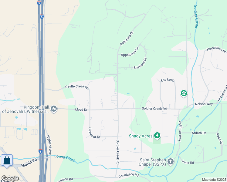 map of restaurants, bars, coffee shops, grocery stores, and more near 240 Palomino Drive in Grants Pass