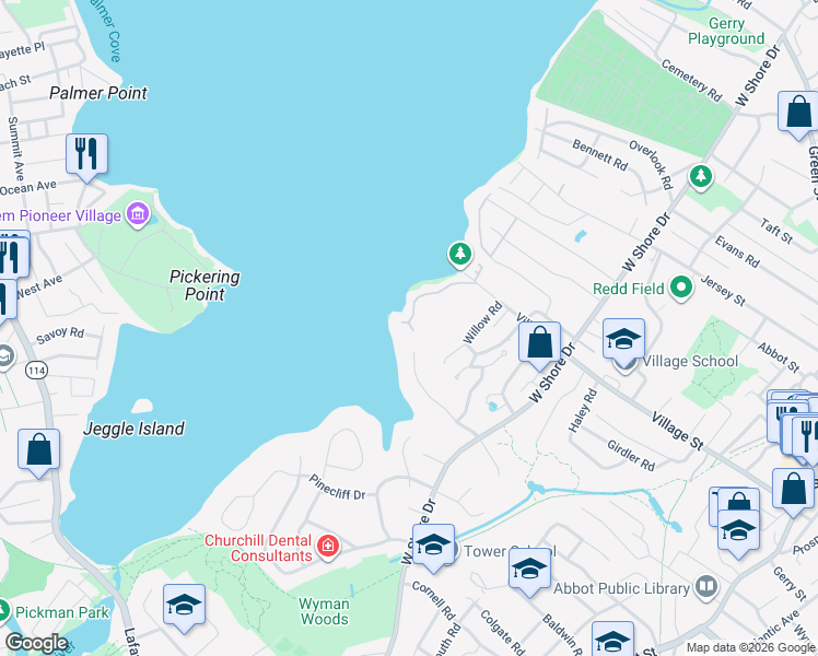 map of restaurants, bars, coffee shops, grocery stores, and more near 29 Nonantum Road in Marblehead