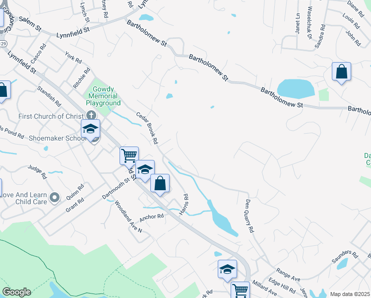 map of restaurants, bars, coffee shops, grocery stores, and more near 282 Den Quarry Road in Lynn