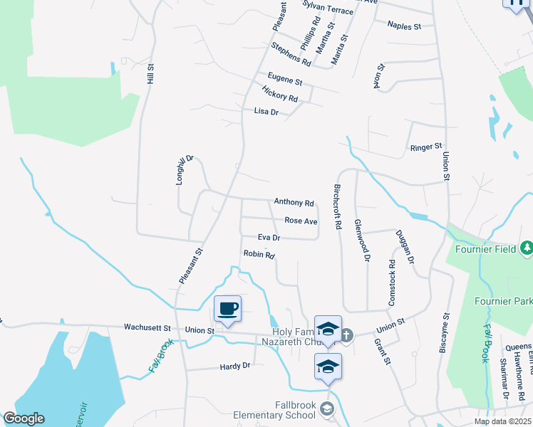 map of restaurants, bars, coffee shops, grocery stores, and more near 72 Eva Drive in Leominster