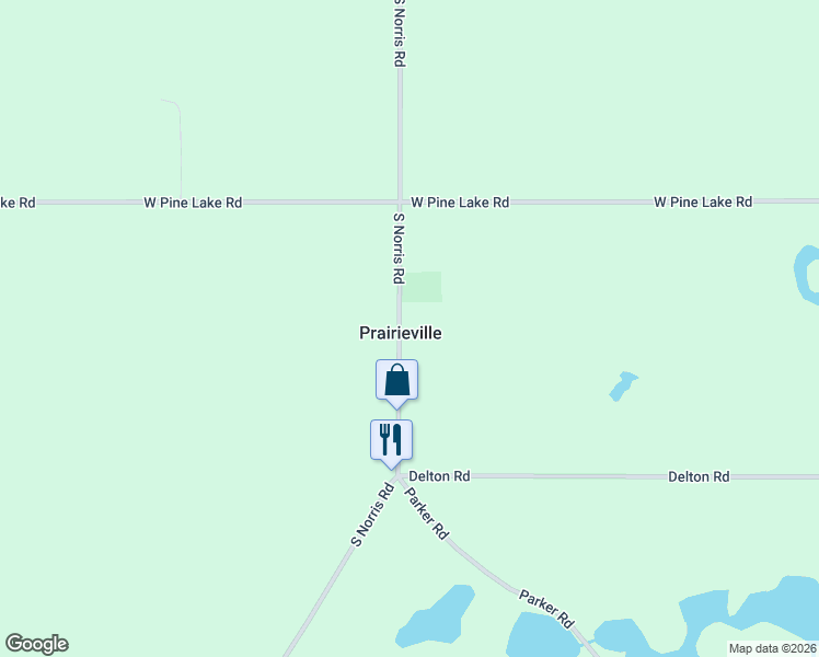 map of restaurants, bars, coffee shops, grocery stores, and more near in Prairieville