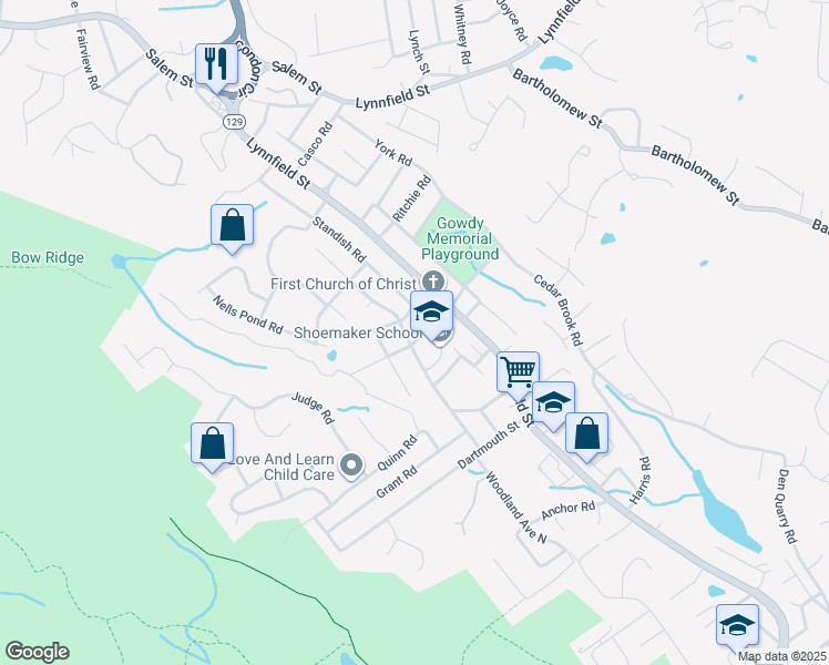 map of restaurants, bars, coffee shops, grocery stores, and more near 67 Clearview Avenue in Lynn