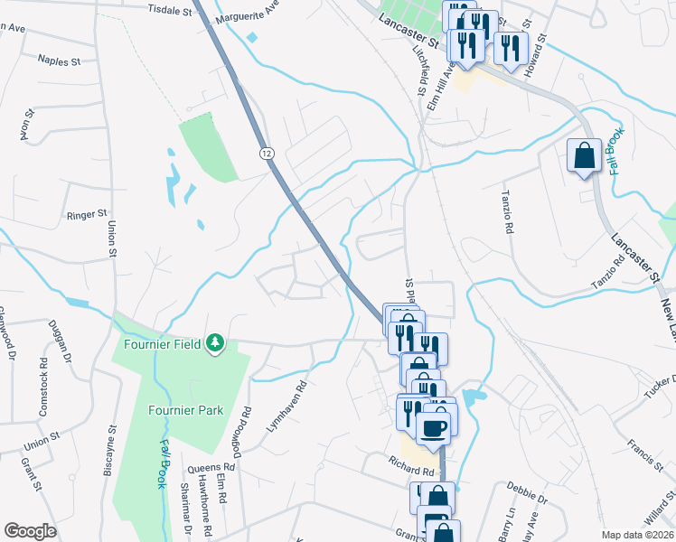 map of restaurants, bars, coffee shops, grocery stores, and more near 90 Chapman Place in Leominster